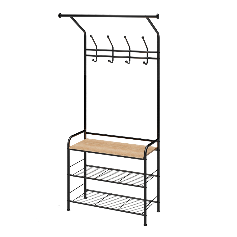 GARMENT RACK WITH SHOES SHELVES