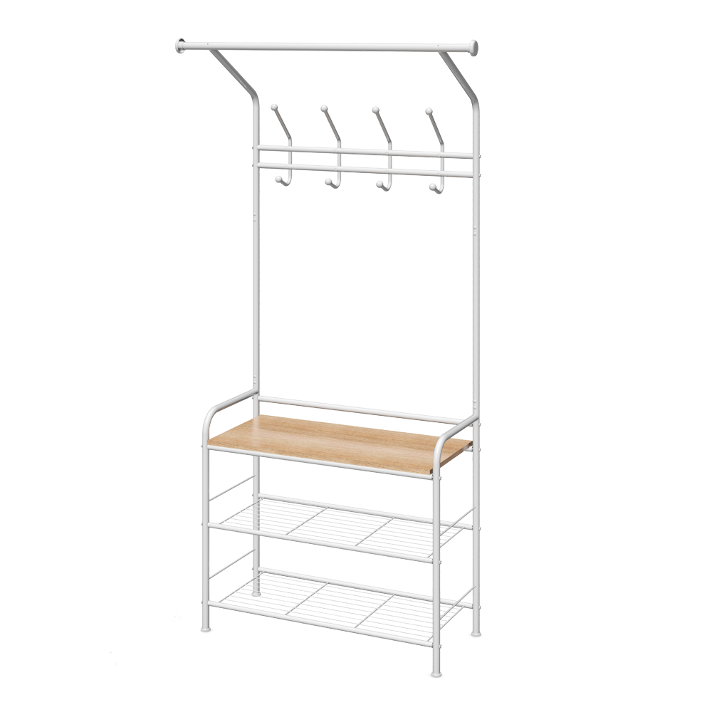 GARMENT RACK WITH SHOES SHELVES